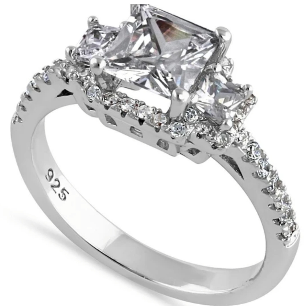 Princess diamond cut CZ ring